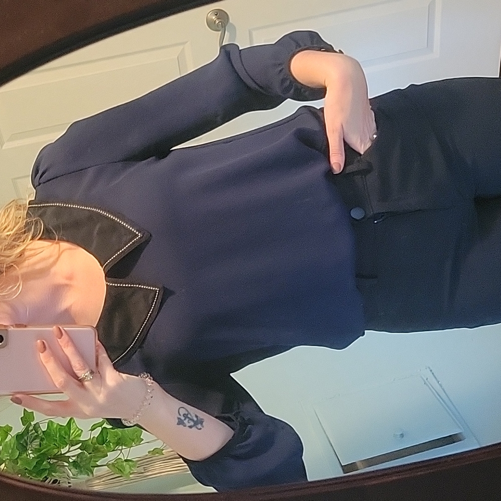 Blue/black blouse
